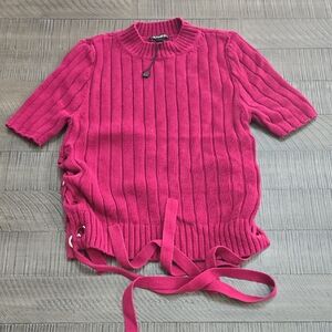 Express Fuchsia Ribbed Knit Sweater